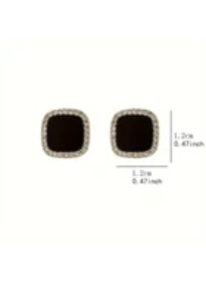 Ucanbe Women’s Square Crystal Stud Earrings with 925 Silver Posts | Minimalist Vintage Style - Image 4